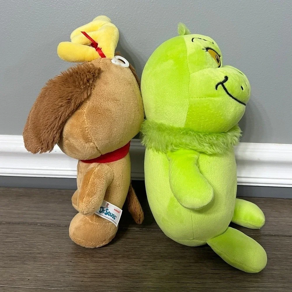 Dr Seuss The Grinch and Max Dog Plush Set Aurora Stuffed Animals Christmas Toy